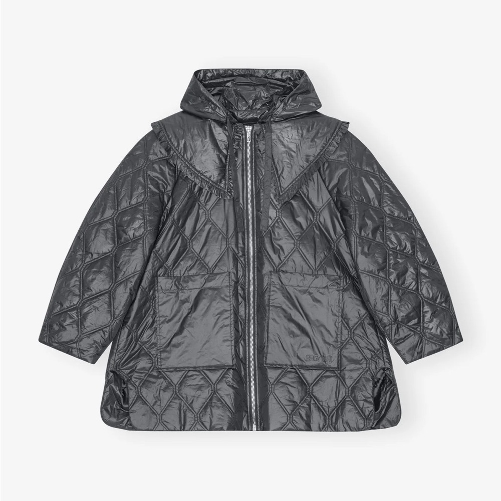 Ganni Shiny Quilt Midi Jacket
